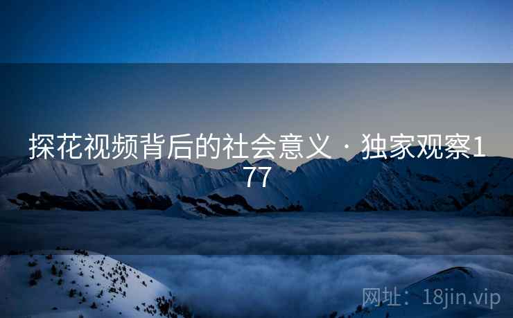 探花视频背后的社会意义 · 独家观察177